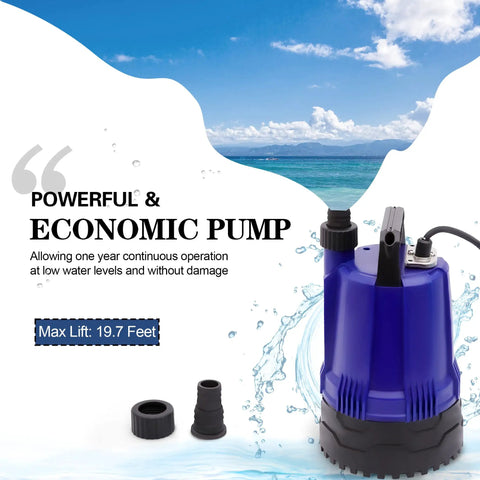 Go To Submersible Water Pump For Ponds, Pools, Basements and Drains 1/2 HP 1700 GPH Portable Sump Pump with accessories