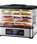 Compact 5 Tray Food Dehydrator With 48 Hour Timer And Adjustable Temp Control Legit 400W Electric Food Dryer showcasing dried fruits.