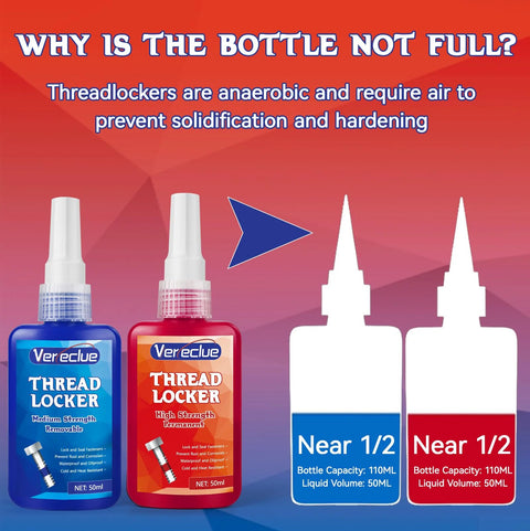 blue red thread locker set 50ml bottles medium high strength thread lockers against vibration corrosion