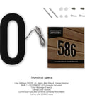 10 Inch Stainless Steel LED House Number Sign With 6000K Bright White Backlight Waterproof Outdoor Address Plate Built To Last In A Sleek Black Finish No Fuss Set Up Easy With 9V DC Power Supply next to installation manual and mounting hardware