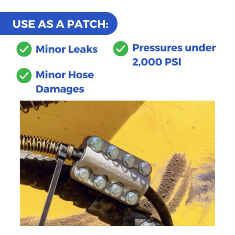 Fast In-Field Hydraulic Hose Repair Clamp For Leaks 1/2 Inch High-Pressure Hose Patch That Lets You Seal It Up On The Spot Without Removing The Hose, Durable Clamp Only patched minor leak