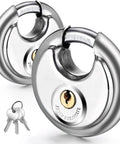 Keyed Disc Padlock 2 Pack Stainless Steel Heavy Duty Locks With 3/8 Inch Shackle Waterproof Rustproof For Storage Warehouse Garage Outdoor