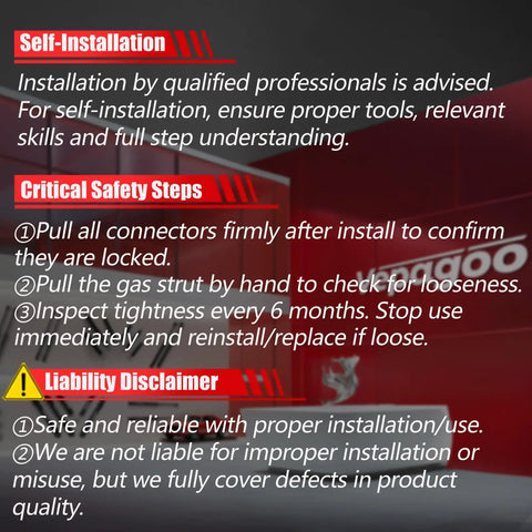 Installation instructions and safety guidelines for 6124 Hatch Liftgate Struts For 2008 2016 Chrysler Town And Country And 2008 2020 Dodge Grand Caravan Rear Hatch Supports Lancia Voyager 2011 2015 Ram CV Plug N Play Ready To Install.