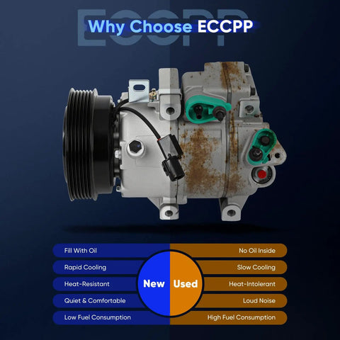 Top Shelf Heavy Duty AC Compressor Unit Compatible With 2006 Through 2012 Hyundai Santa Fe Sonata Azera Lock In Crisp Cooling All Summer Long, showing detailed components and connections.