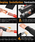 Installation steps for Ultimate Battery Terminal Kit with 240 Pcs Copper Ring Lugs and Crimp Connectors for AWG 8 to 4/0 Gauge.