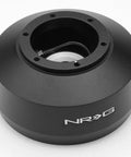 Power Heavy Slick Short Steering Hub Quick Release Adapter Aluminum for 97 Through 08 Ford F150 F250 F350 Trucks, black finish.