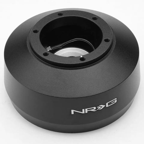 Power Heavy Slick Short Steering Hub Quick Release Adapter Aluminum for 97 Through 08 Ford F150 F250 F350 Trucks, black finish.