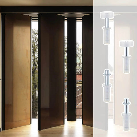 Bifold doors with DIY Friendly Bifold Door Hardware Kit With Spring Loaded Top Roller Guide Wheels And Pivots 4 Piece Repair Set