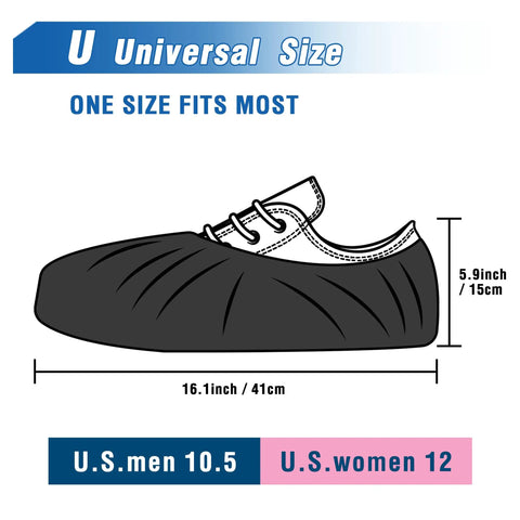 Diagram of Premium Disposable Large Shoe Covers With Slip Resistance And Durable Nonwoven Polypropylene For Booties Fits Men 10.5 And Women 12 Black 100 Pack