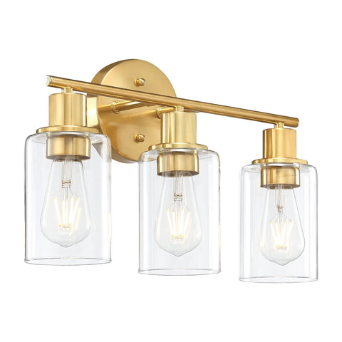 Three Light Vanity Light In Oil Rubbed Bronze With Clear Glass Shades For A Modern Bathroom Over Mirror Ideal For Bright Task Lighting