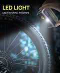 Mini Electric Bike Pump With Gauge Portable 120 PSI Fast Inflator LED light on tire