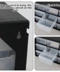 Top Shelf Nine Drawer Plastic Storage Cabinet With Easy Adjust Dividers For No Sweat Organization showing adjustable drawers and wall mount features.
