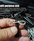 Heavy Duty R Type Spring Cotter Pins Set In Steel Wave Shape Split Clamps For Car Fasteners 300 Pieces In 3 Boxes M1.2 M0.5 M0.8 M2 Sizes Easy Install And Quick Fix, steel pin held in hand
