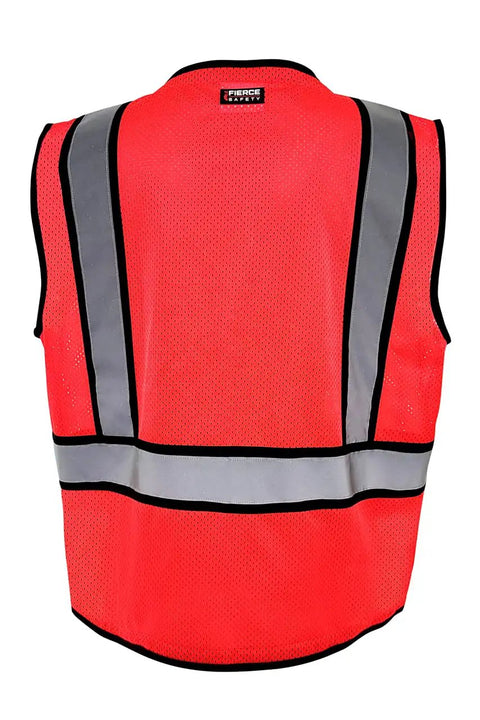Straight Up Class 2 High Visibility Surveyor Vest With Slick Red And Black Mesh Cut For Zero Sweat Ventilation Plus A Secure ID Pocket Built Tough For Any Daily Work Hustle
