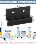 Diagram of foot pull for trash cabinet drawer with touchless hands free design, showing overlay compatibility, dimensions, and installation notes.