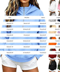 Cozy Comfy Fleece Half Zip Hoodie For Women Oversized Cute Sweatshirt in Grey with size chart and color options