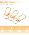 Top Tier Gold Metal Lobster Claw Clasps Featuring Smooth 360 Swivel Action With 20 Pack Ready To Rock Keychain Hardware Including Matched Split Rings For Bags And Craft Projects on a white background.