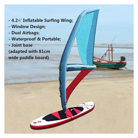 Inflatable Wing Foil For Windsurfing And Kitesurfing, Handy Water Sports Wing with dual airbags and window design on beach