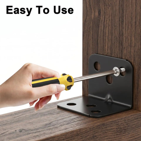 Assembling wood with Heavy Duty Stainless Steel L Shape Corner Braces Kit With 100 Pieces And 600 Screws for 90 Degree Right Angle Brackets