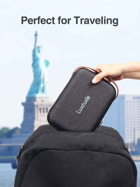 Heavy Duty Hard Eva Case With Removable Soft Foam For Kickass Shockproof Camera And Drone Storage Featuring Crush Resistant Oxford Exterior And Road Ready Travel Shield being placed in a backpack.