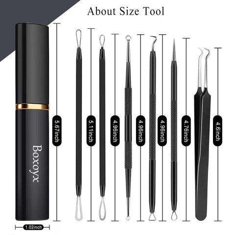 6 Piece Pimple Popper Tool Kit Blackhead Remover Comedone Extractor Set With Metal Case for zit removal