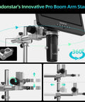 Andonstar's Innovative Pro Boom Arm Stand metal microscope arm with 360-degree adjustable mount and clamp