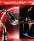 Close-up of Six In One Magnetic Tool Set with Light, showcasing flexible neck design ideal for mechanics and DIYers on the go.