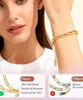 Woman wearing paperclip chain from Stainless Steel Gold Charm Bracelet Making Kit For Beginners DIY Jewelry Craft Set