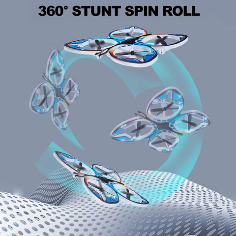 Mini Drone For Adults And Beginners, RC Butterfly Quad With Colorful LED Lights, 3D Flips, performing 360° stunt spin roll