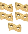 CNC Carbide Insert Blade For Lathe Turning, 10 Piece Set, Built To Last High Density Coating Delivers Tough Wear Resistance And Precise Machining On Stainless Steel, Includes 0804 Inserts showing gold insert blades.