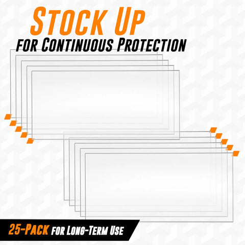 Pack of 25 Premium 0.04 Inch Clear Welding Lens 2x4.25 For Welding Helmets Replacement Lens, anti-scratch shield.