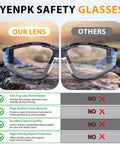 YENPK Safety Glasses comparison showing anti-fog features and lens quality for enhanced eye protection and clarity.