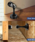 Stainless Steel Magnetic Door Stop Heavy Duty For All Door Types Keeps Doors Open Wall Mount Door Holder Catch Rust Proof SUS 304 Ideal For Home Office And Apartment Use installed on door and wall
