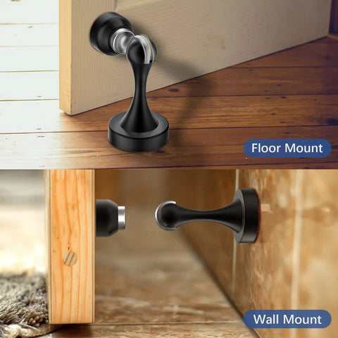 Stainless Steel Magnetic Door Stop Heavy Duty For All Door Types Keeps Doors Open Wall Mount Door Holder Catch Rust Proof SUS 304 Ideal For Home Office And Apartment Use installed on door and wall