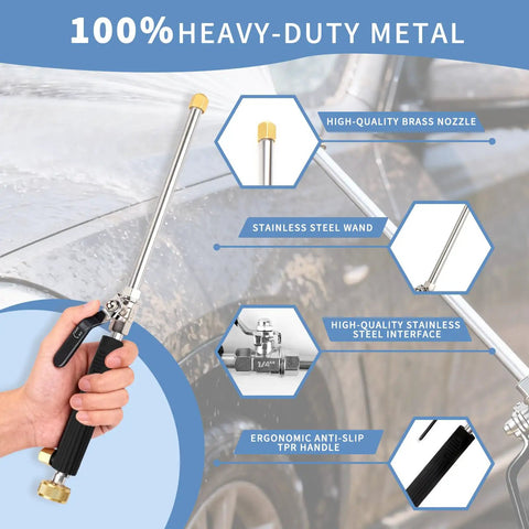 Close-up of High Pressure Hose Nozzle Attachment Wand For Power Washer With Dual Spray Tips Hydro Jet Cleaning Lance