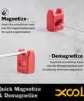 Instructions showing magnetize and demagnetize function of Torx Screwdriver Set 12 in 1 for DIY Tech and Auto Repairs.