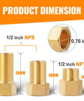 Half Inch Male To Half Inch Female Brass Pipe Extension Adapter Set For Tub Spout And Shower, product dimensions 30mm 40mm 50mm