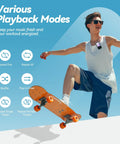 Clip On 64GB MP3 Player With Bluetooth 5.3 FM Radio And Voice Recorder Up To 128GB With Micro SD Model M2 Ultra Lightweight on a skateboarder