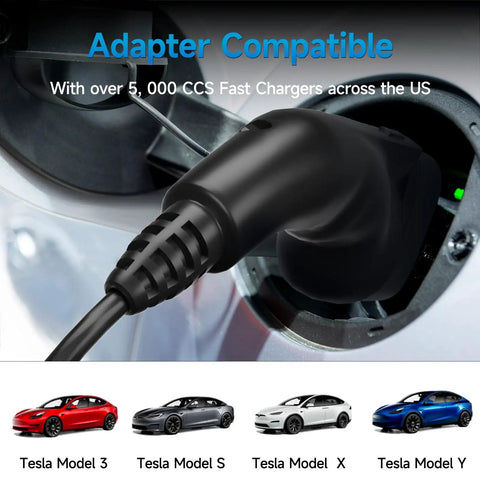 Plug And Play Ccs To Tesla Adapter Delivering Two Fifty Kilowatt Dc Fast Charging For Model 3 Y X S Units connected to a charger.