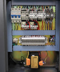 Kaka Industrial Heavy Duty Hydraulic Roll Bending Machine control panel showing wiring and electrical components.