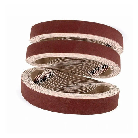 Professional 1X30 Sanding Belts Aluminum Oxide Abrasive Strips, heavy duty cloth backing for wood and metal grinding.