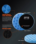Ten Piece Polishing Pads Kit With Seven Inch Foam Buffing Pads for Car Waxing features blue pads with texture detail and dimensions.