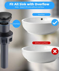 Two Pack Universal Bathroom Sink Drain Stopper With Overflow Push And Seal Pop Up Strainer Basket in use diagram