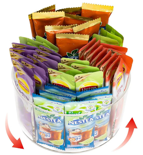 360 Degree Rotating Drink Packet Organizer Lazy Susan For Powdered Drink Mixes And Condiments Holds Electrolyte And Energy Drink Packets