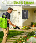 Man using Cordless Backpack Sprayer 3 Gallon With Digital Display And Adjustable Pressures Electric Pump in garden