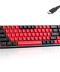 Solid Compact 68 Key Wired Keyboard With Butter Smooth Tactile Keys Dope Rainbow Rgb Backlights view with USB-C cable