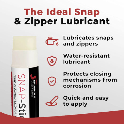 Snap Stick Zipper And Snap Lubricant for Easy Zippers And Snaps, White Quick Glide Formula Keeps Gear Moving, No More Sticks, Easy Apply On Bags, Jackets, Outdoor Gear And Boats. White 1-unit stick bottle