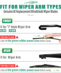 Kia Telluride 26 Inch Front Wiper Blade 18 Inch Front Wiper Blade And 13 Inch Rear Wiper Blade Set showing fit for wiper arm types