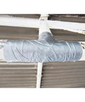 Duck Brand duct tape wrapped around a pipe joint; silver, 1.88-inch wide, 60-yard roll