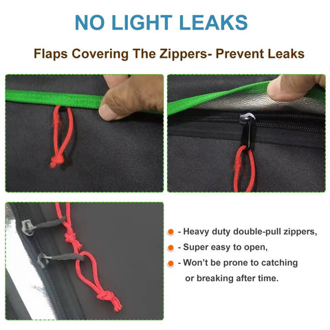 Zipper flaps on Complete Grow Tent Kit With Full Spectrum LED Grow Light And Carbon Filter For Indoor Hydroponics 48x24x80.